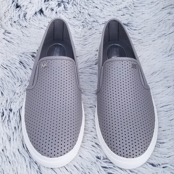 Michael Kors Perforated Gray Slip Ons NEW - Picture 2 of 8
